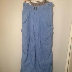 Ride 10K Snowboard Pants Size Small. Baby Blue Modern Waterproof Lined Cuff NICE
